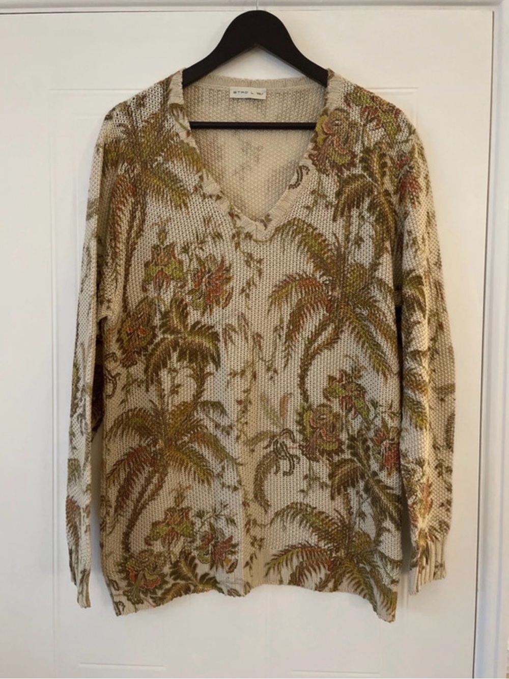 Etro Cream Open-Weave Knit Top